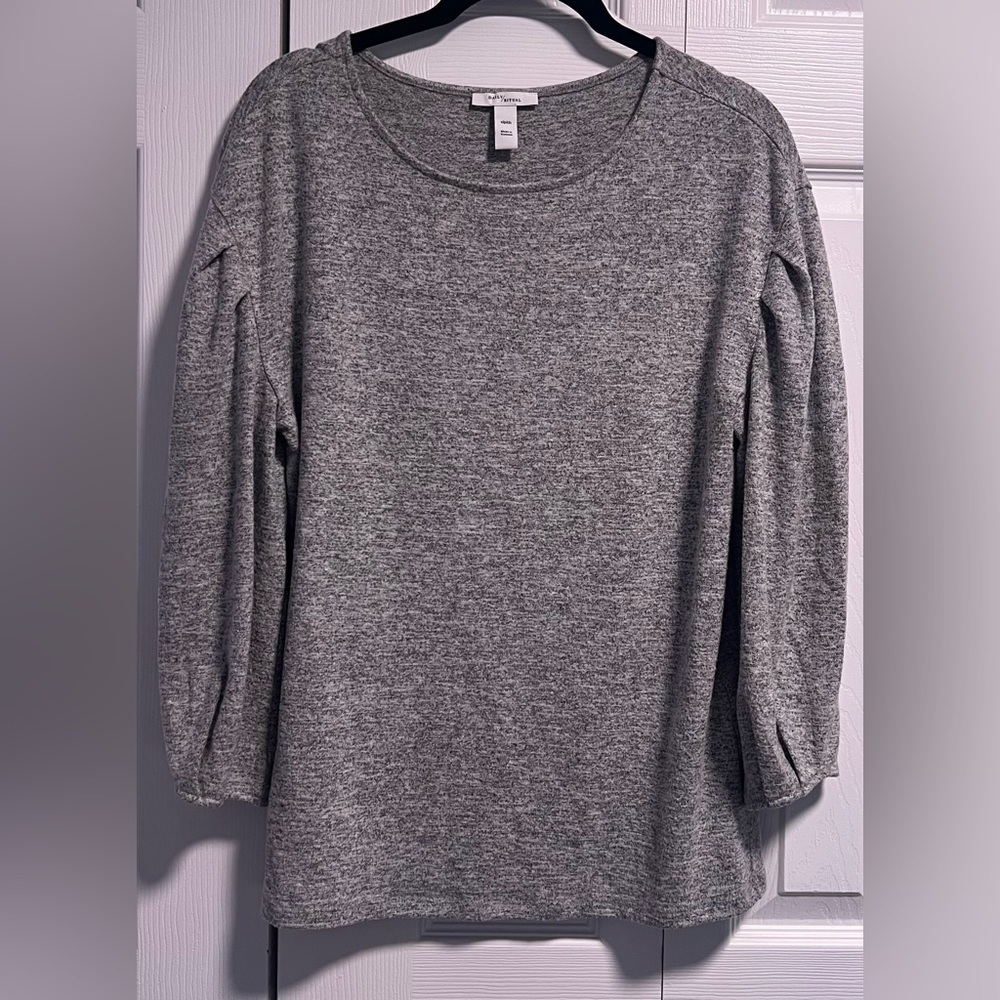 Women's Daily Ritual Cozy Knit Bateau Pleat-Sleeve Top